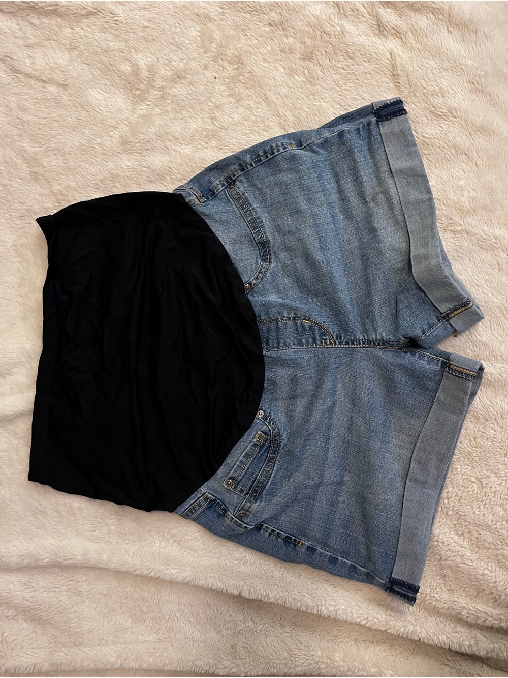 Black Maternity Denim Shorts